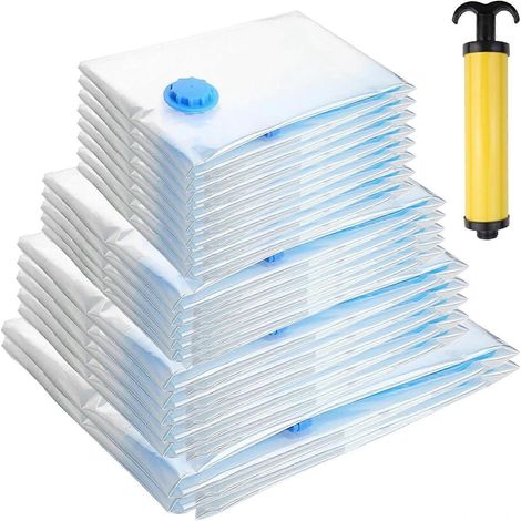 Sacs de rangement sous vide, réutilisables et peu encombrants, housses de rangement sous vide de qualité supérieure, lot de 15 (8 S + 5 M + 2 L), sac de compression de voyage pour matelas, vêtements, (1/5)