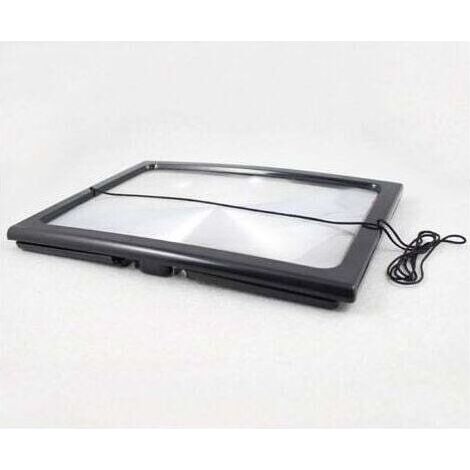 A4 Pleine Page Loupe de Lecture Loupe avec 4 LED Lampe Lentille de Grossissement 3X