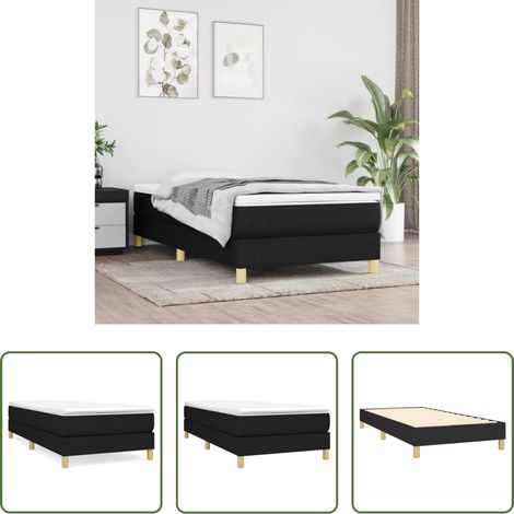 Schlafzimmer - Boxspringbettgestell Schwarz 90x200 cm Stoff (1/5)