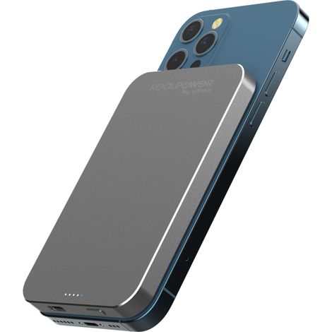 RealPower PB-5000 Mag Polímero de litio 5000 mAh Cargador inalámbrico Gris