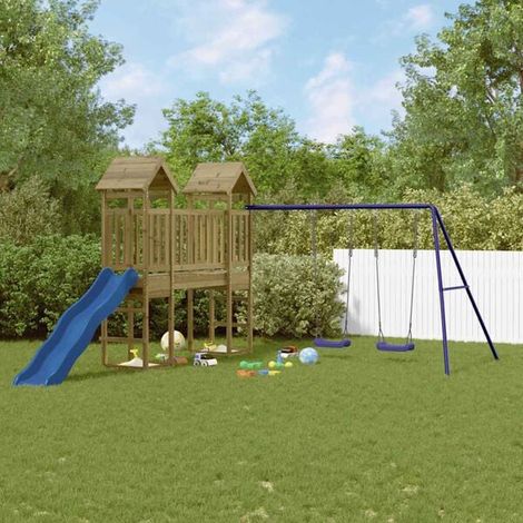 Aire de jeux extérieure : Aire de jeux d'extérieur bois massif de douglas jeu extérieur enfant, aire de jeu jardin, balançoire enfant , pour jardin, usage domestique , enfant 3-8 ans (1/5)