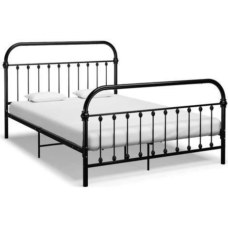 Cadre de lit sans matelas et tête de lit noir 160x200 cm métal (1/5)