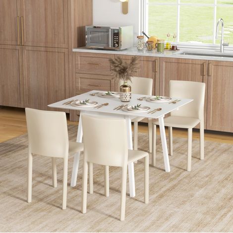 Table à manger pliante 2 à 4 personnes, 110 x 86 x 75 cm, en bois de pin, blanche HAVRYA (1/5)