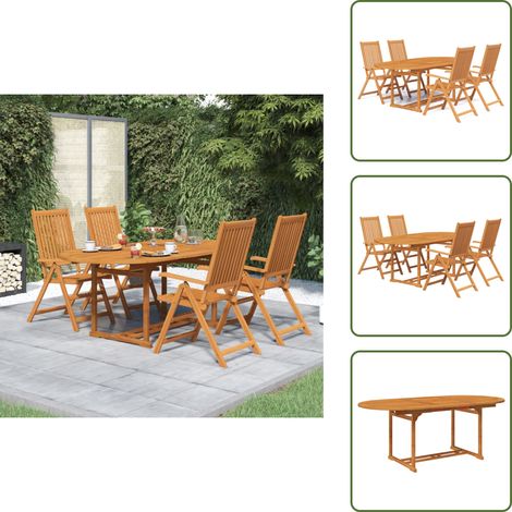 The Living Store Juego de comedor de jardín 5 piezas madera maciza de acacia 150-200 cm - Mesa extensible