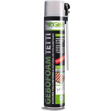 SCHIUMA POLIURETANICA GEBOFOAM TETTI G&B PROFESSIONALE USO MANUALE COLORE GRIGIO - 6 pezzi (1/2)