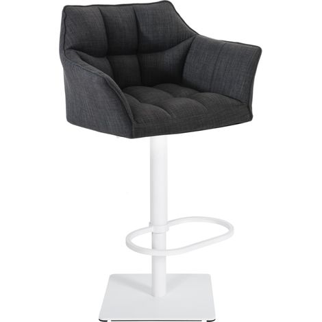 Sgabello da bar regolabile x1 in tessuto grigio scuro con seduta avvolgente imbottita e base quadrata in metallo bianco 100006308