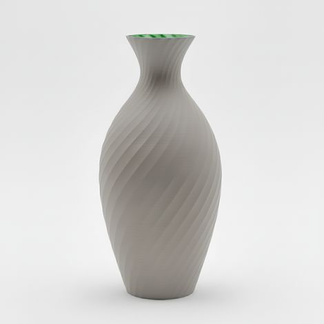 Vaso decorativo a forma di brocca, grigio, per fiori, dal design elegante. (1/3)
