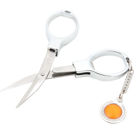 Ciseaux pliants de voyage en acier inoxydable, porte-clés coupe-fil, pêche et coupe-fil de poche (1/5)