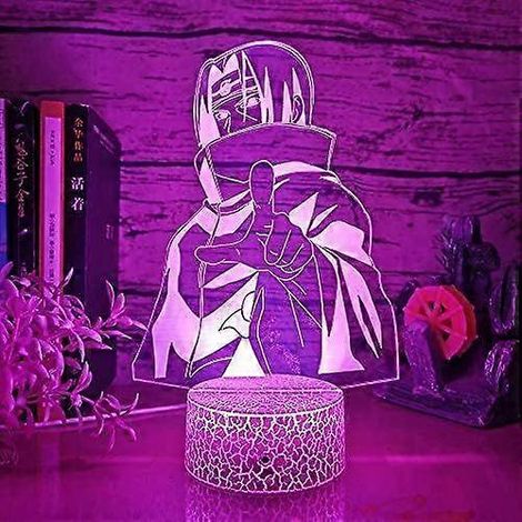 Lampe de nuit 3D inspirée de l'anime japonais Uzumaki, avec base blanche craquelée, LED 3D, contrôle tactile USB et télécommande. Idéale comme cadeau pour une chambre d'enfant. (1/4)