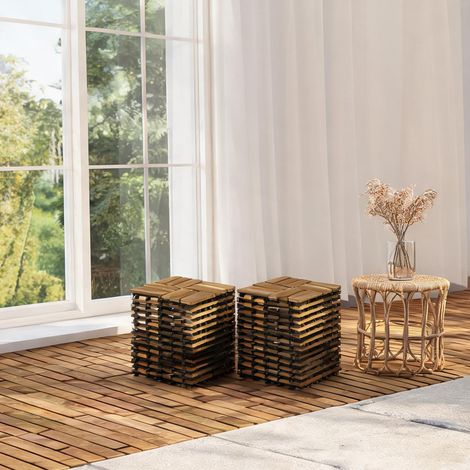 Lot de 22 dalles de terrasse en bois d'acacia à emboîter motif (1/5)