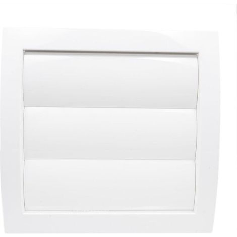 1 Lüftungsgitter (weiß) mit einer Öffnung von Ø 100 mm, mit beweglicher Klappe, Lamellen und Rückschlagventil. Hergestellt aus ABS-Kunststoff.