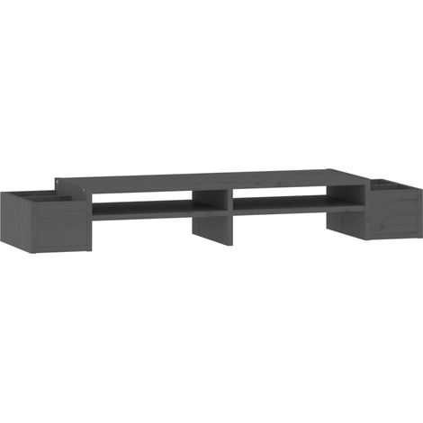 Soporte para monitor 100 x 27,5 x 15 cm madera maciza de pino gris 020004465 (1/4)