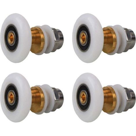 Rulli per porta doccia da 27 mm, set di 4 rulli in ottone per porta scorrevole della doccia, per la sostituzione dei binari della porta scorrevole in vetro della doccia (27 mm) (1/4)