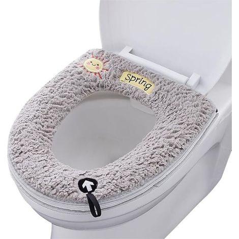 Set of 2 pieces (4337cm) gray retractable toilet seat, soft and washable toilet seat, suitable for most types of toilets (1/4)
