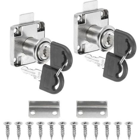 2 Clés Verrou de Cylindre pour Armoire 22mm Argenté (1/5)