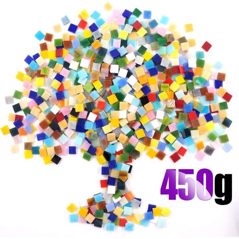 Swpeet Carreaux de Mosaïque 0,5 kg Couleurs Mélangées Avec Récipient de Rangement, en Verre, pour la Décoration de la Maison (1/5)