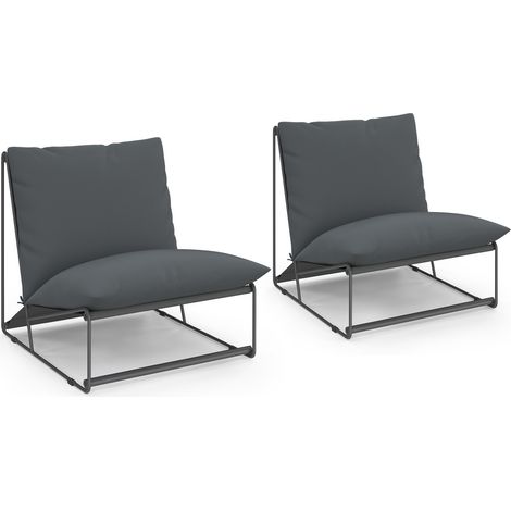 Set di 2 poltrone da giardino grigio NAPOLI con cuscini grigio antracite