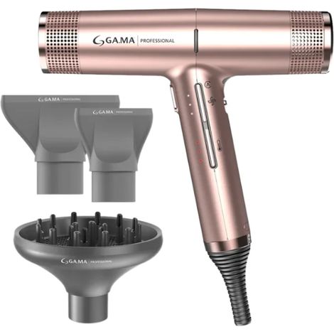 Gama Italy Professional iQ1 Perfetto Hair Dryer with Oxy-Active Technology and Auto-Clean Memory Function 2 Professional Styling Nozzles and 1 Hair Di