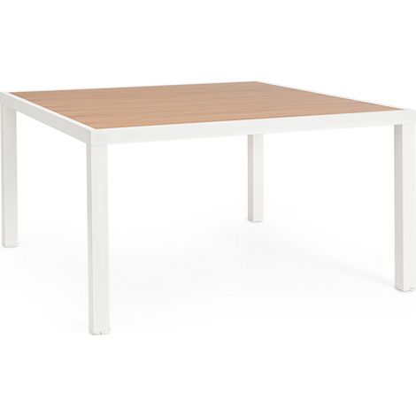 Tavolo in Alluminio con doghe effetto Legno 136x136 Bianco (1/3)