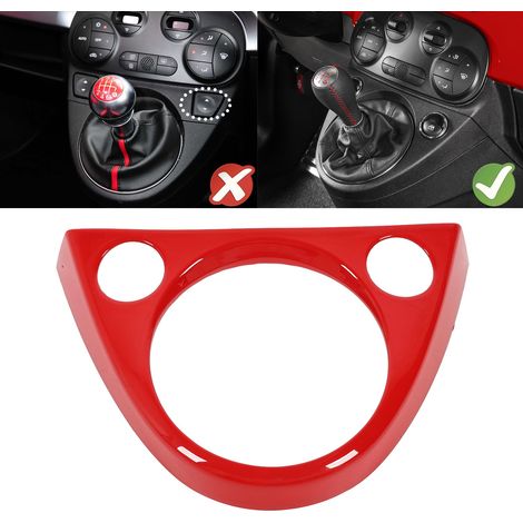 Coperchio della cornice del pannello del selettore marce per Fiat 500 Abarth - Installazione adesiva con visiera rossa in ABS (1/5)