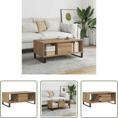 Holzwerkstoff - Couchtisch Artisan-Eiche 90x50x36,5 cm Holzwerkstoff (1/5)