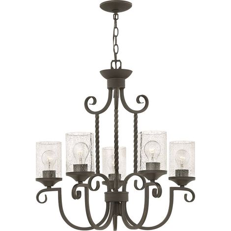 Lampadario Industrial Nordico Casa Alluminio Nero Antico Vetro 5 Luci E27 (1/5)