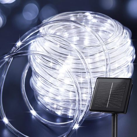 Guirlande solaire tube 12M, 100LEDs, 8 modes, fête Noël jardin terrasse Label (1/5)
