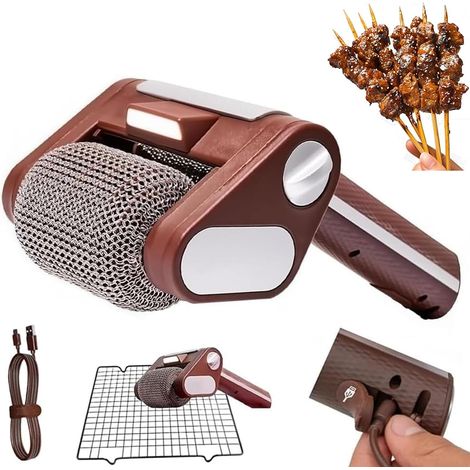 Filiyano – projecteur LED – Brosse électrique sans fil pour barbecue, brosse avec rouleau en acier inoxydable 350 tr/min et projecteur LED, rouleau (1/4)