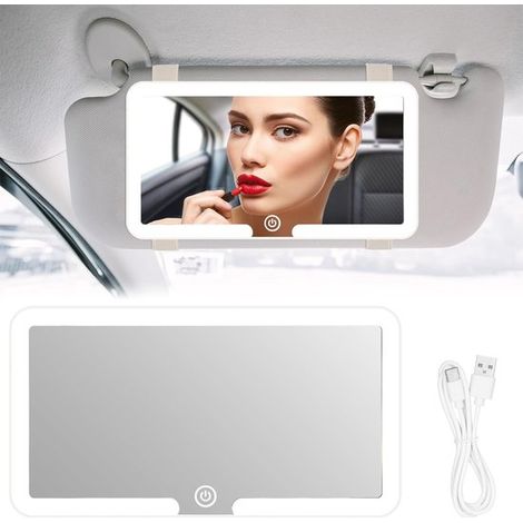 Miroir de courtoisie pour voiture - avec lumière LED - 3 modes d'éclairage - miroir de courtoisie - miroir de pare-soleil de voiture à intensité variable avec commande tactile - modèle de voyage porta (1/5)