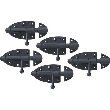 Verrou à boulon avec poignée ronde  gris graphite plastifié  112 x Ø16 mm  kit de 5 (1/2)