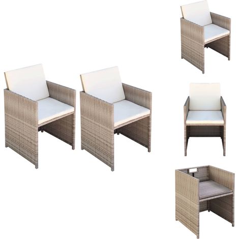Chaises de jardin lot de 2 avec coussins Résine tressée Beige - Chaise De Jardin - Meubles De Jardin - Mobilier Extérieur - Chaise Lounge - Set De Chaises (1/5)