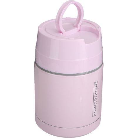 Tasse isotherme portable en acier inoxydable 800 ml, boîte à lunch, récipient alimentaire isolé rose (1/5)