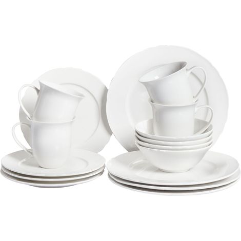 Set of 16 Dinnerware ELDERBERRY Porcelain White