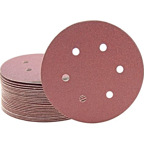 MioTools Fox Disques abrasifs auto-agrippants, 150 mm, 6 trous, p. Ponceuses excentriques, Corindon normal (Lot de 50) G150
