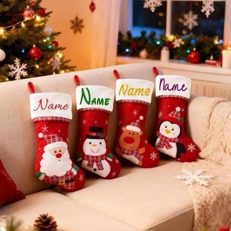 Weihnachtsstrumpf – 48 cm – mit Namensstickerei – für Kamin, Treppenhaus, Wand – 1 Stück (1/5)