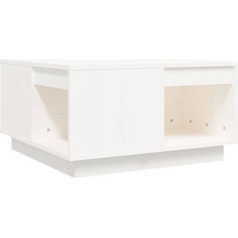 Maison Exclusive - Tavolino da Salotto Bianco 60x61x32,5 cm Legno Massello di Pino (1/5)