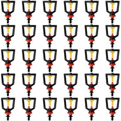 Pair 30 Pièces Micro Arroseur Buse, 360 Degrés Buses D'atomisation, Refraction Micro Buse, Suspendu Irrigation Arroseur avec Connecteur Barb, pour Pelouses Jardins (1/5)