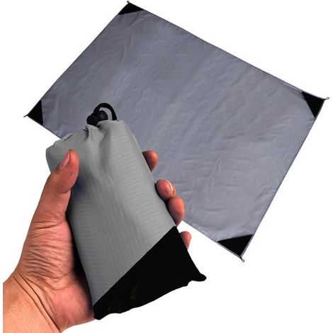 Manta grande para picnic, ligera, impermeable, resistente arena, alfombra impermeable resistente arena, plegable, lavable, gris negro, 1,4 x 2 m (1/4)