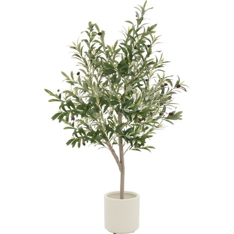 ML-Design Albero di Ulivo Artificiale 150 cm – Pianta Finta Grande con Tronco in Legno Naturale e Frutti – Decorazione Realistica in Vaso per Interni ed Esterni – Perfetto per Soggiorno e Ufficio