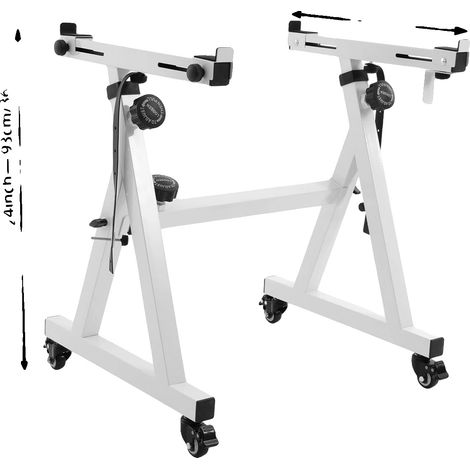 Support de clavier, hauteur réglable, roues verrouillables, BLANC (1/2)