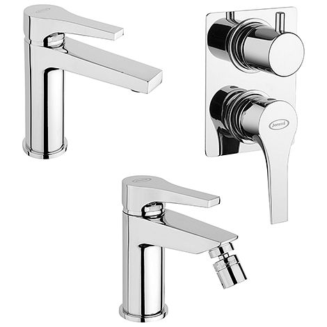 Set Rubinetti Jacuzzi per lavabo e bidet senza scarico e doccia incasso con deviatore serie Moonlight cromato (1/5)