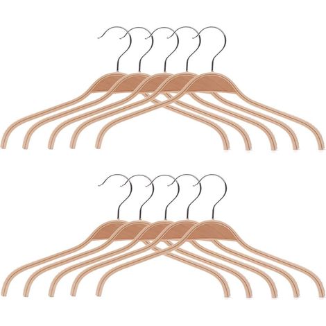 Lot de 10 cintres en bois, antidérapants, 38 cm, pour pantalons, jupes, vêtements (1/2)