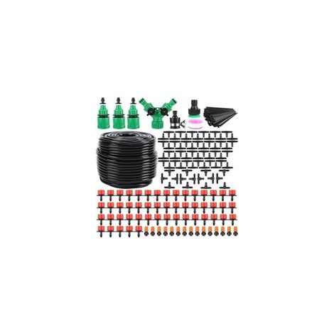 204 PCS Système d'irrigation goutte à goutte, kit d'irrigation goutte à goutte de 6,35 mm, kit d'équipement d'irrigation automatique pour serre de jardin, parterre de fleurs, terrasse, pelouse (50 m)