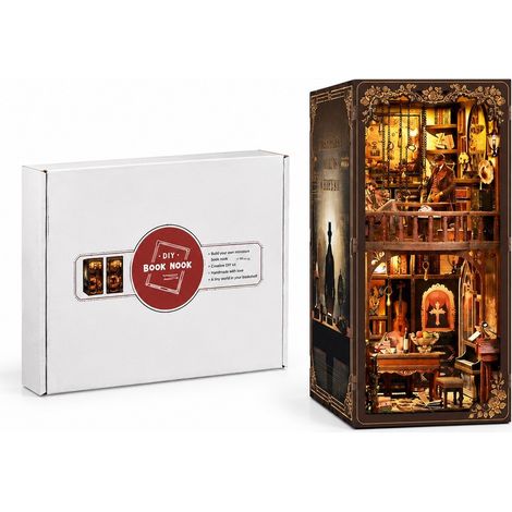 Serre-livres en bois à faire soi-même, maquette miniature de paysage faite main, création 3D : le mystère de la boîte noire (1/5)