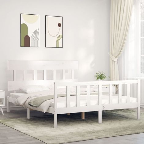 Massivholzbett ohne Matratze Weiß 160x200 Kiefernholz vidaXL (1/5)