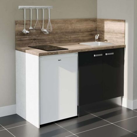 Kitchenette K17L-PT - 140 cm - plan stratifié, évier inox, électroménager inclus (1/5)