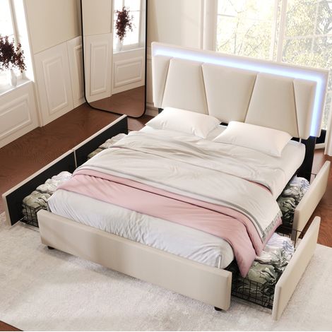 Bett Doppelbett Stauraum Bettgestell 160x200 OKMYHOME (1/5)