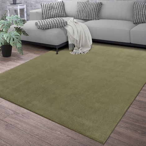 Wohnzimmer Teppich Esszimmer Waschbar Fellimitat Hochflor Shaggy Weich Uni 200 cm x 280 cm x 14 mm Grün Rechteckig (1/5)