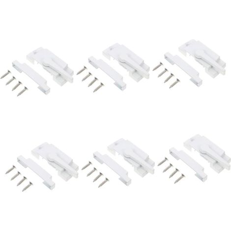 Lot De 6 Verrous Universels Pour Fenêtre Droite Pour Porte Coulissante En Verre Sécurité À Came Blanc (1/5)