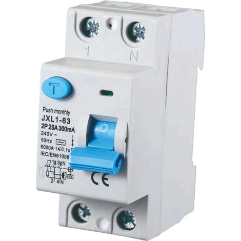 gloca Pure Differentialschalter, lebensrettend, 2P, 25 A, 300 mA, 220 V, 6 kA, 2 DIN-Module